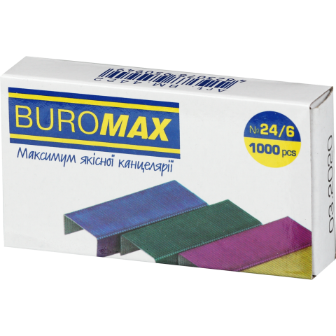 Скоби №24/6, кольорові, 1000 шт., BM.4422 BUROMAX